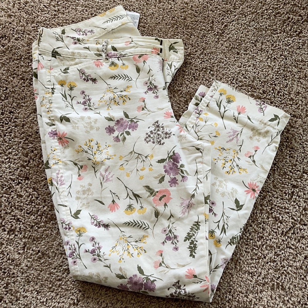 Floral print jeans